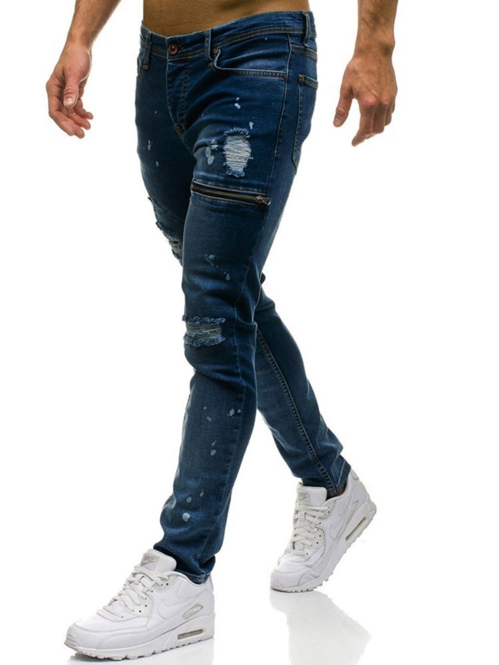 Jeans Masculino Simples Inelástico Usado Casual Rasgado