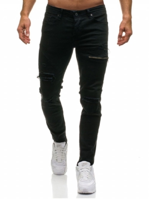 Jeans Masculino Simples Inelástico Usado Casual Rasgado