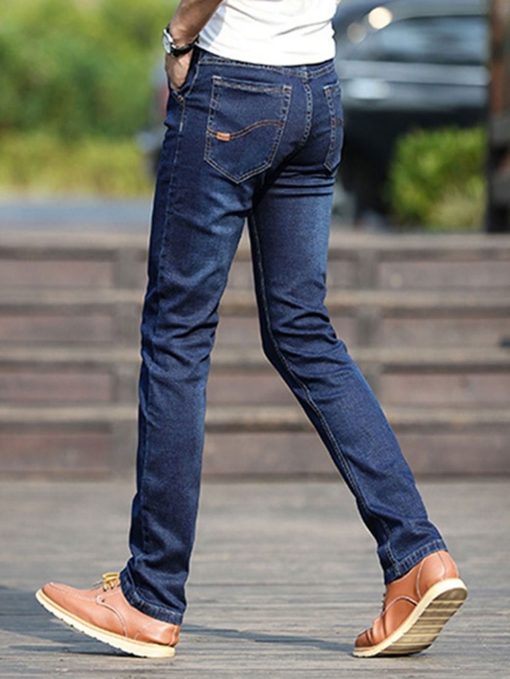 Jeans Masculinos De Cintura Média Europeus Simples