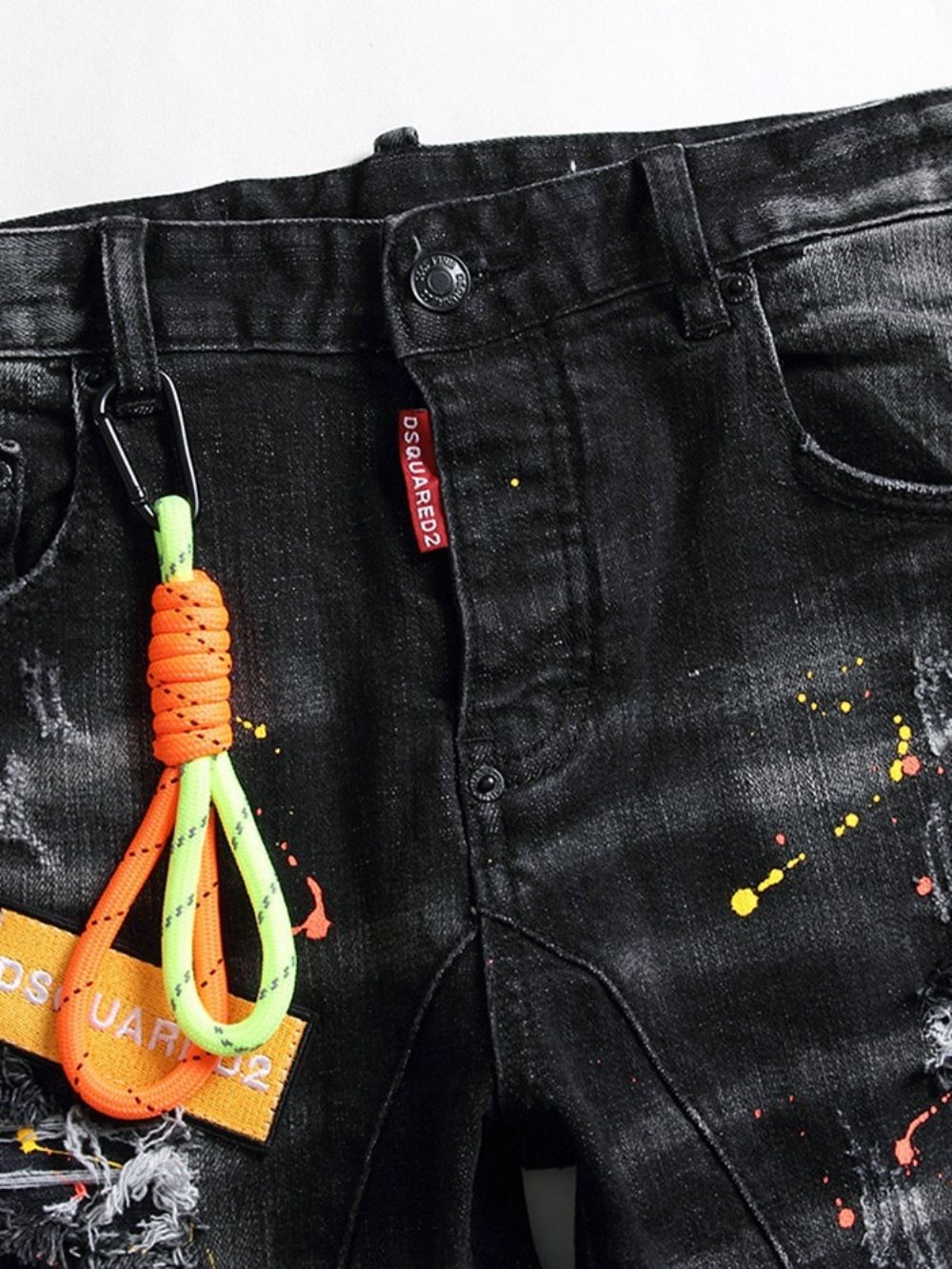 Jeans Masculinos Coreanos De Cintura Média Com Botões E Letras Retas