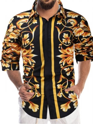 Camisa De Abotoamento Simples Com Botão De Mola De Bloco De Cor De Lapela