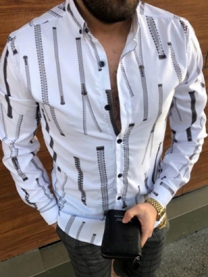 Camisa Casual Casual Com Estampa De Lapela De Primavera