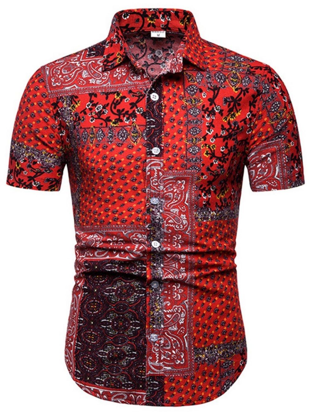 Camisa Casual Estampada Floral De Abotoamento Simples