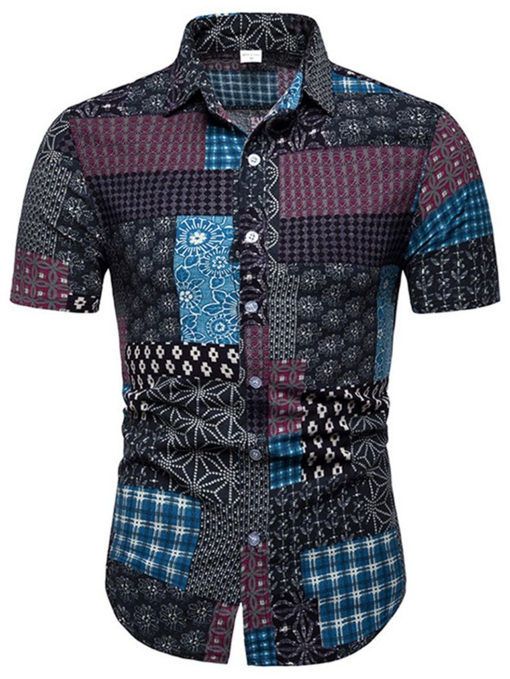 Camisa Casual Estampada Floral De Abotoamento Simples