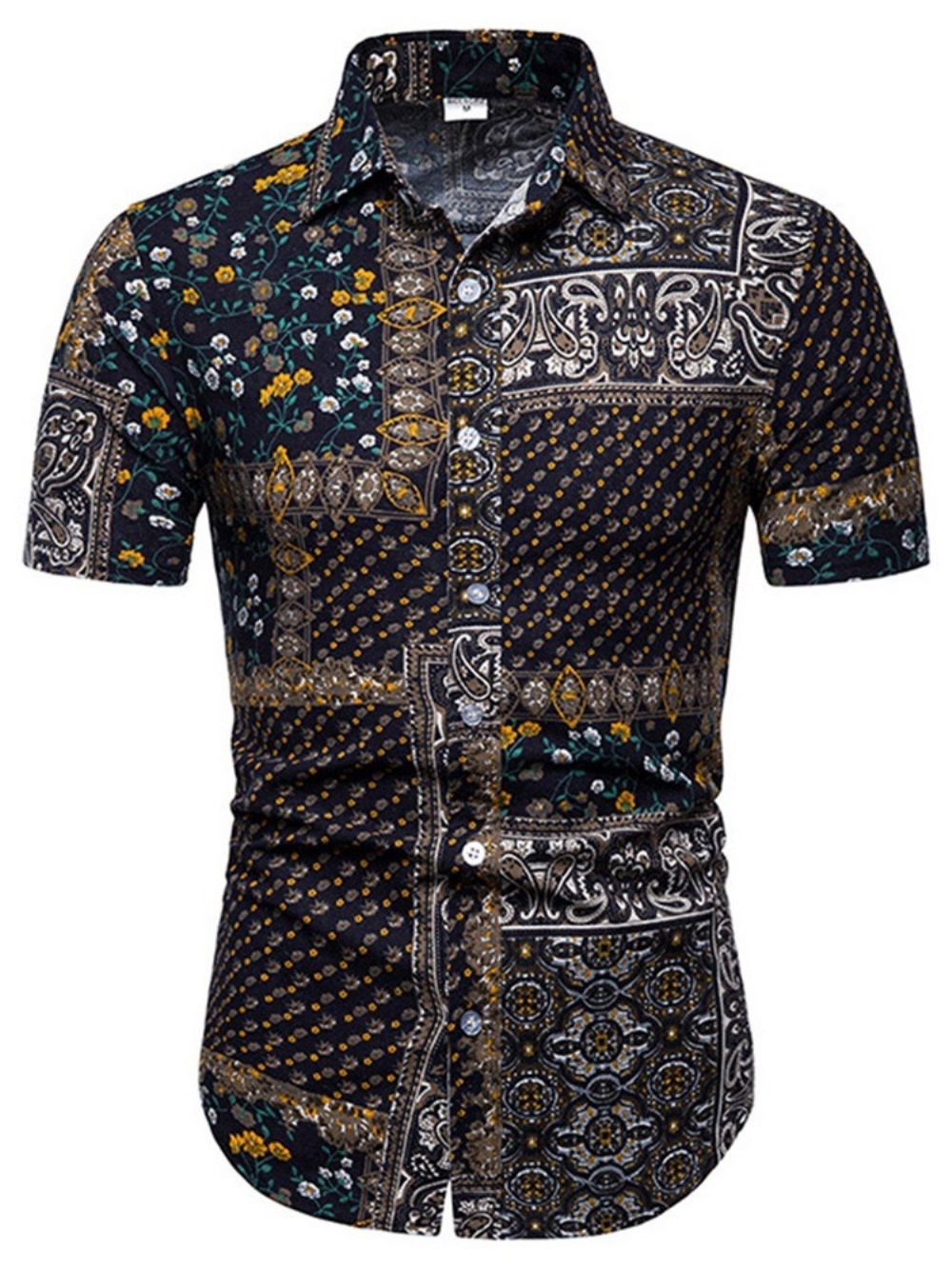 Camisa Casual Estampada Floral De Abotoamento Simples