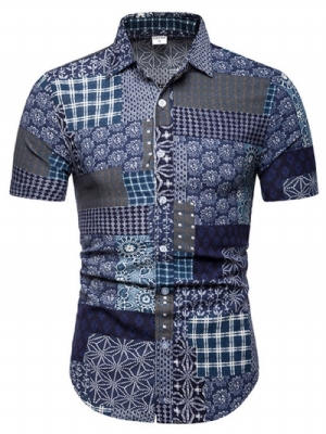 Camisa Casual Estampada Floral De Abotoamento Simples