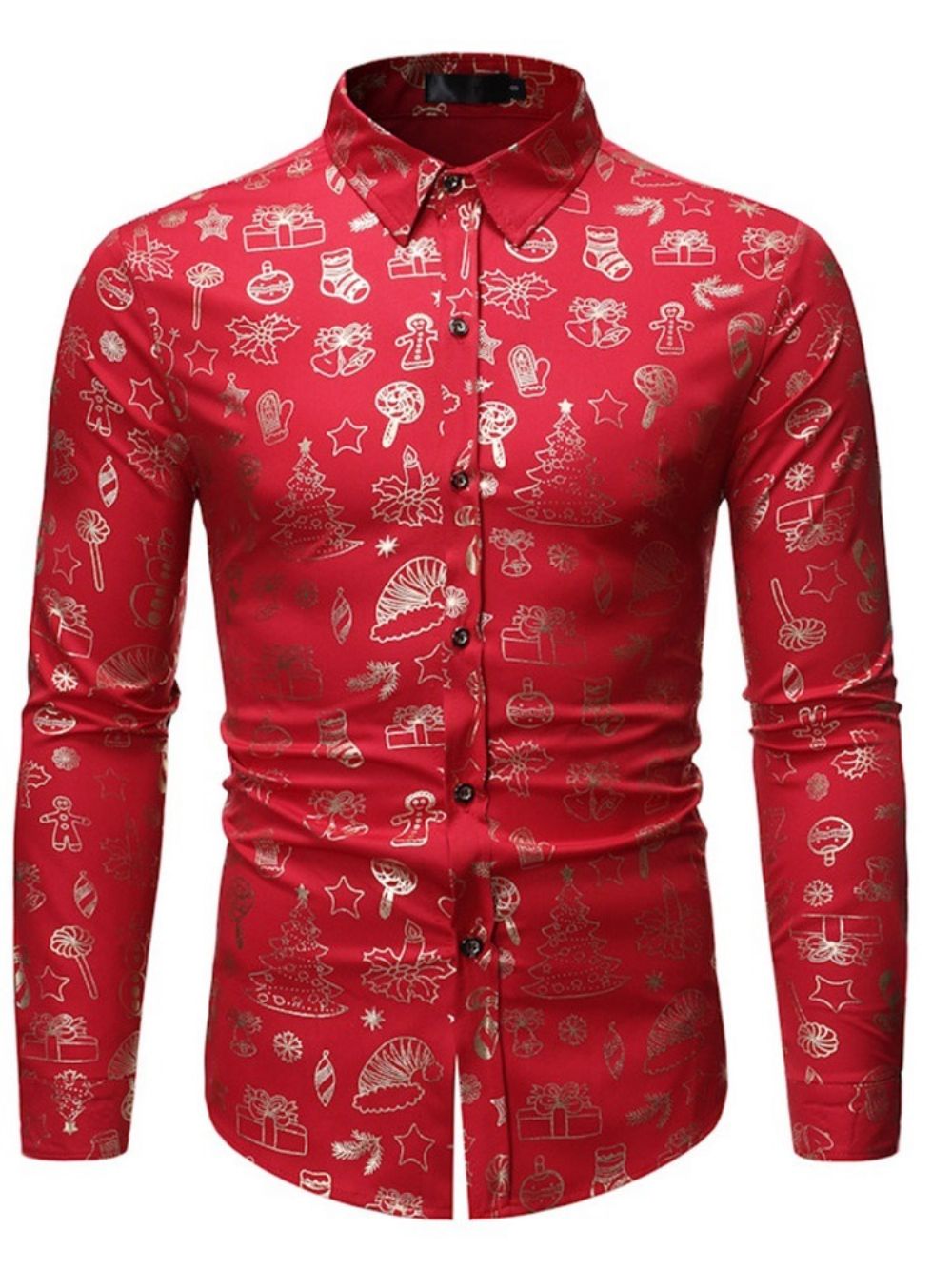 Camisa Casual Estampada De Inverno Com Lapela Simples