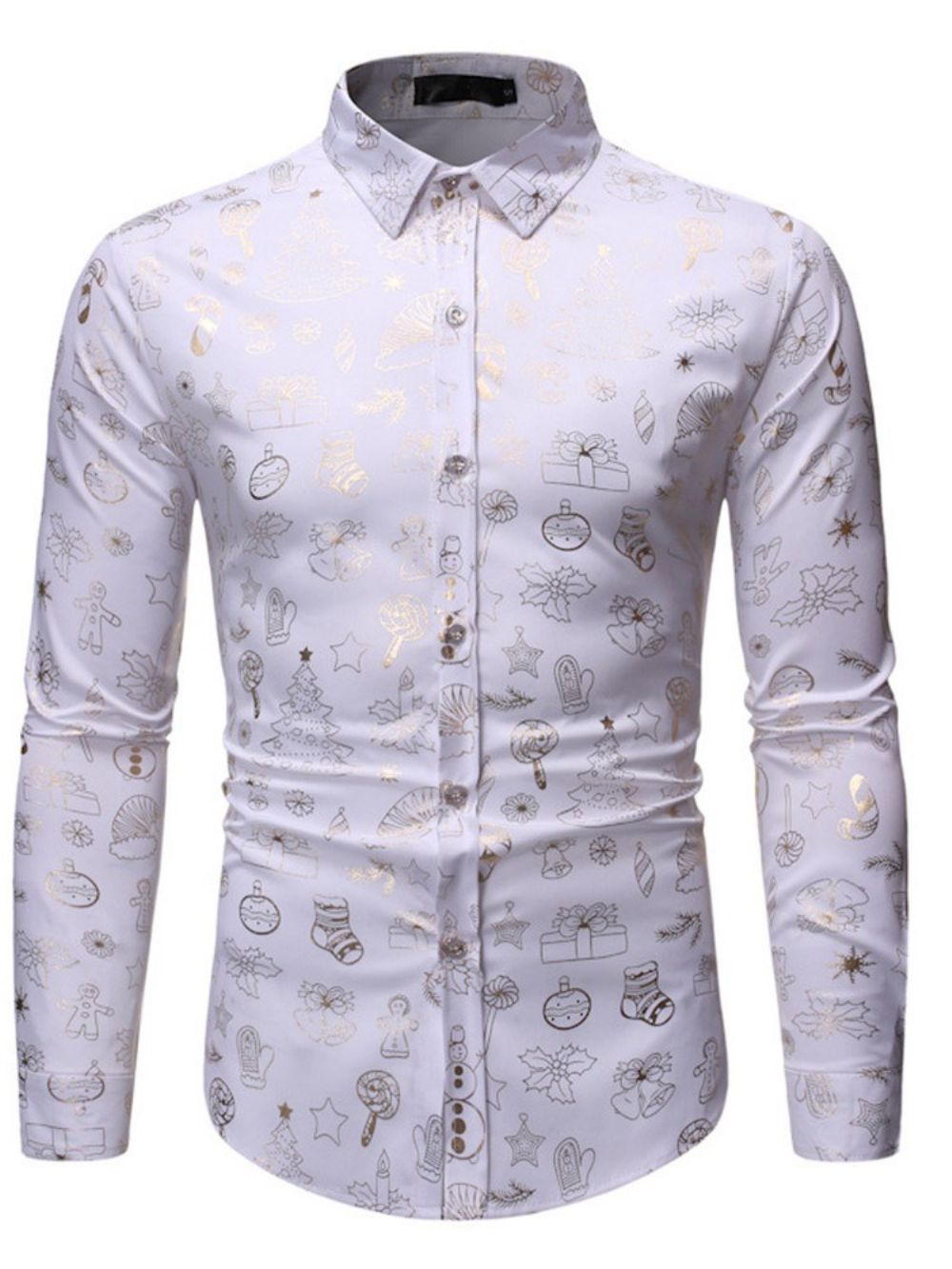 Camisa Casual Estampada De Inverno Com Lapela Simples