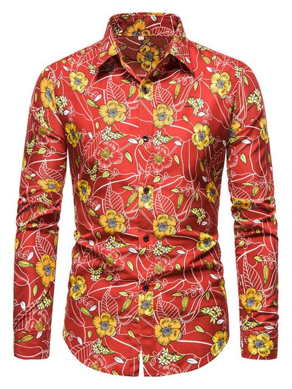 Camisa Casual Floral De Outono Com Lapela