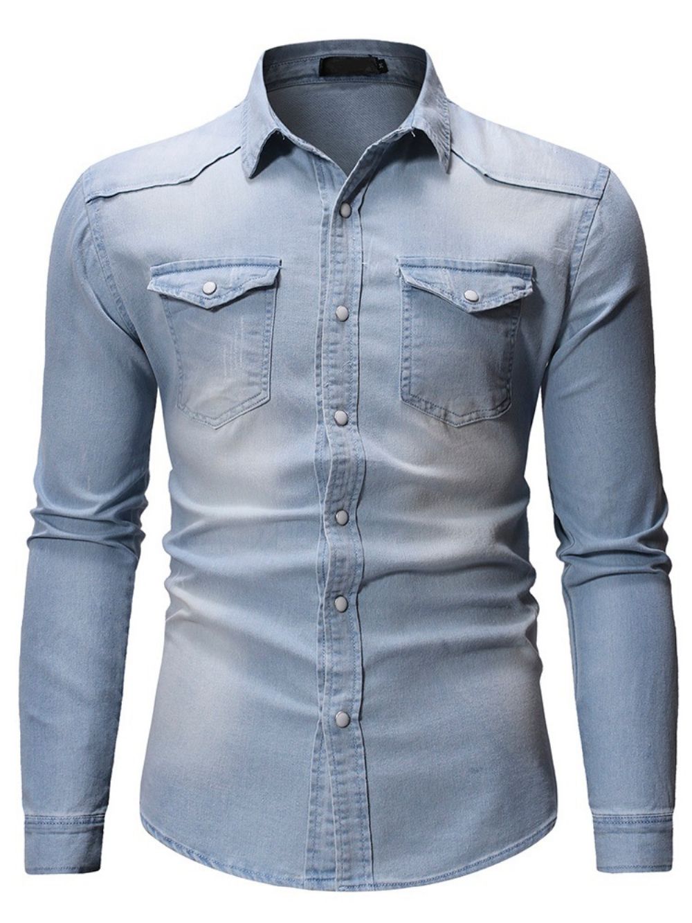 Camisa Casual De Lapela Casual Com Abotoamento Simples