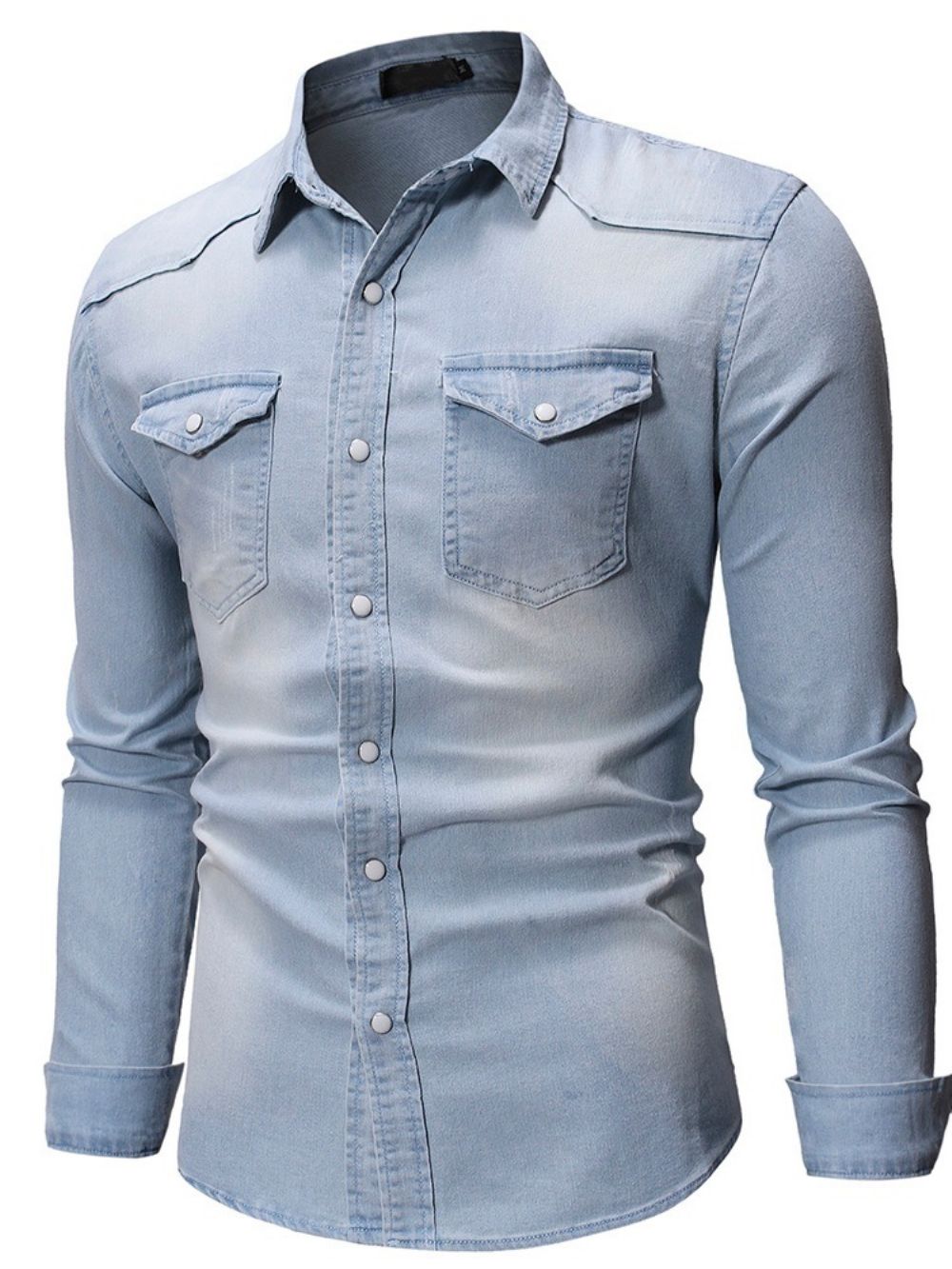 Camisa Casual De Lapela Casual Com Abotoamento Simples