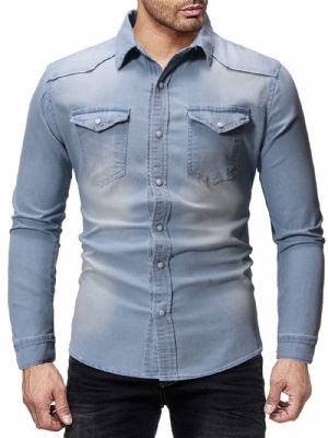 Camisa Casual De Lapela Casual Com Abotoamento Simples