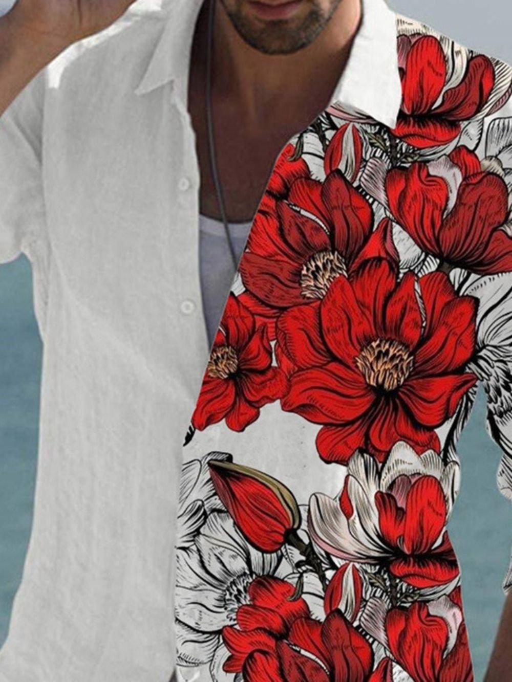 Camisa Casual De Lapela Com Estampa Floral Tiktok