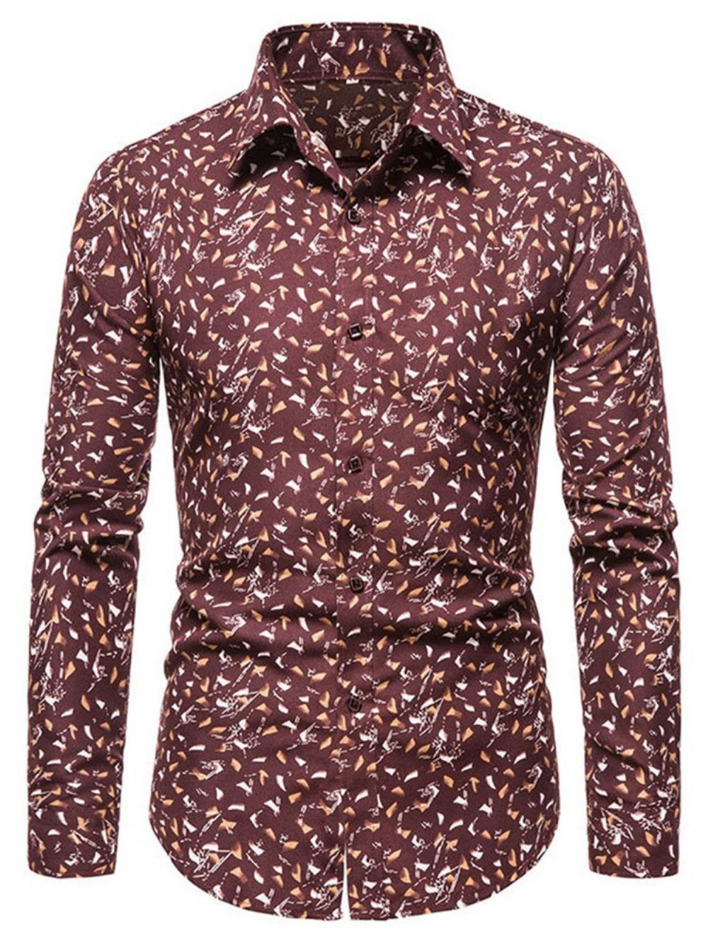 Camisa Casual De Lapela Floral Com Abotoamento Simples