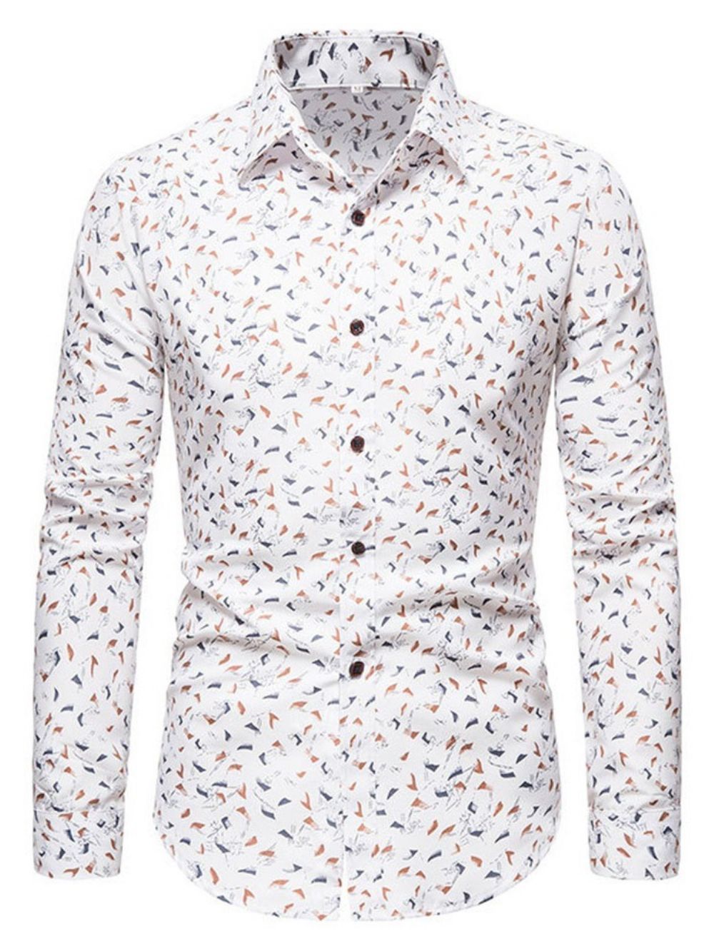 Camisa Casual De Lapela Floral Com Abotoamento Simples