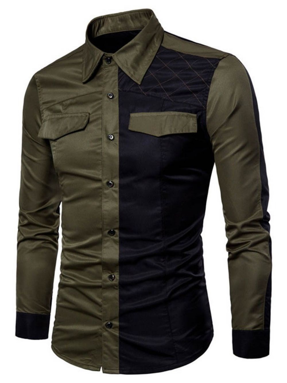 Camisa Casual Masculina De Bolso Colorido Com Bolso