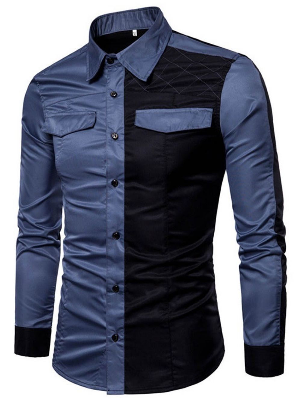 Camisa Casual Masculina De Bolso Colorido Com Bolso