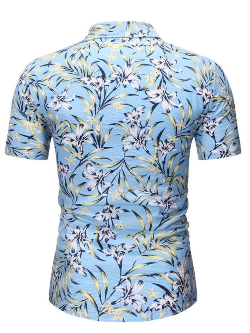 Camisa Casual Masculina Com Botão Floral De Abotoamento Simples