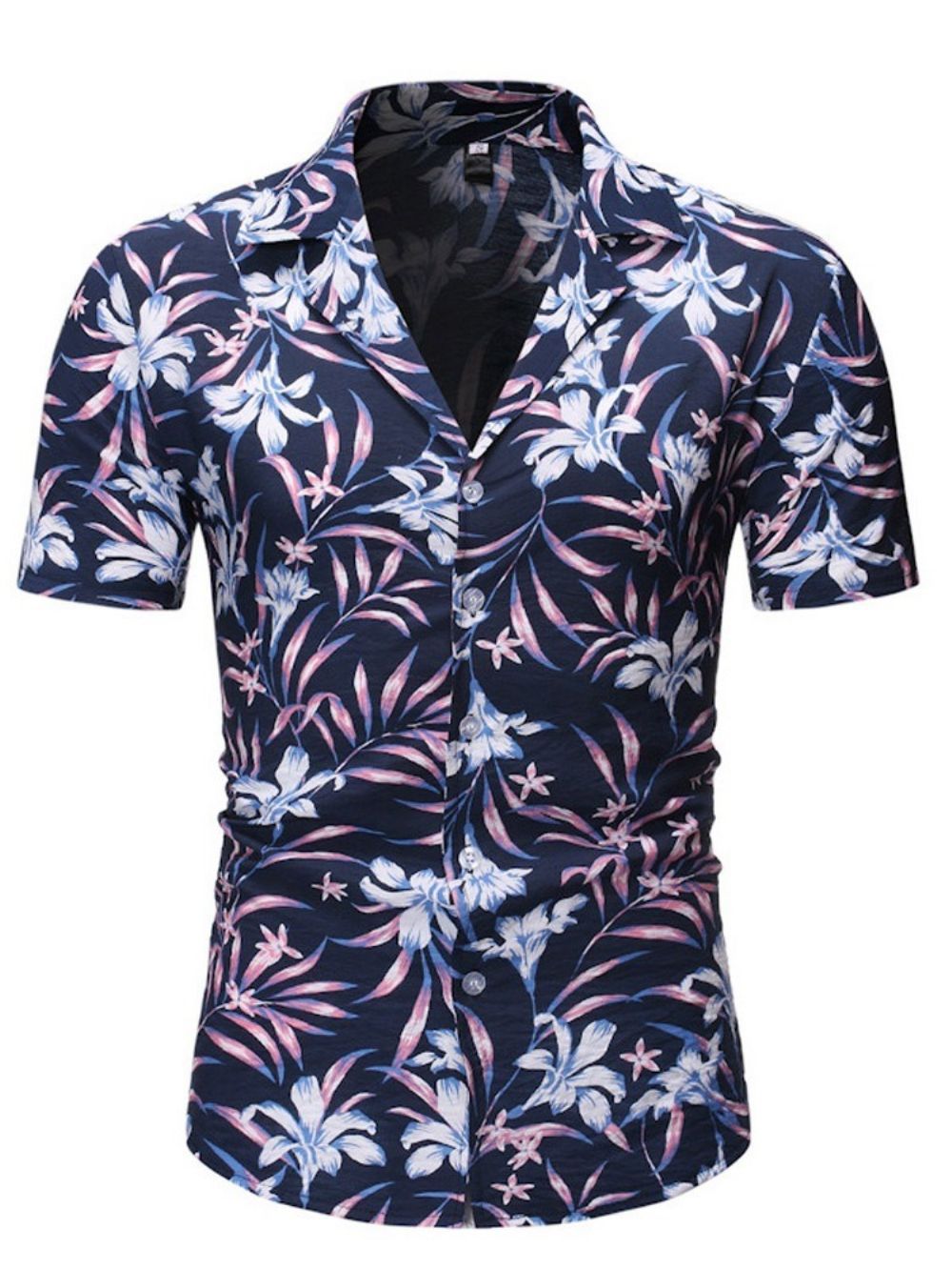 Camisa Casual Masculina Com Botão Floral De Abotoamento Simples