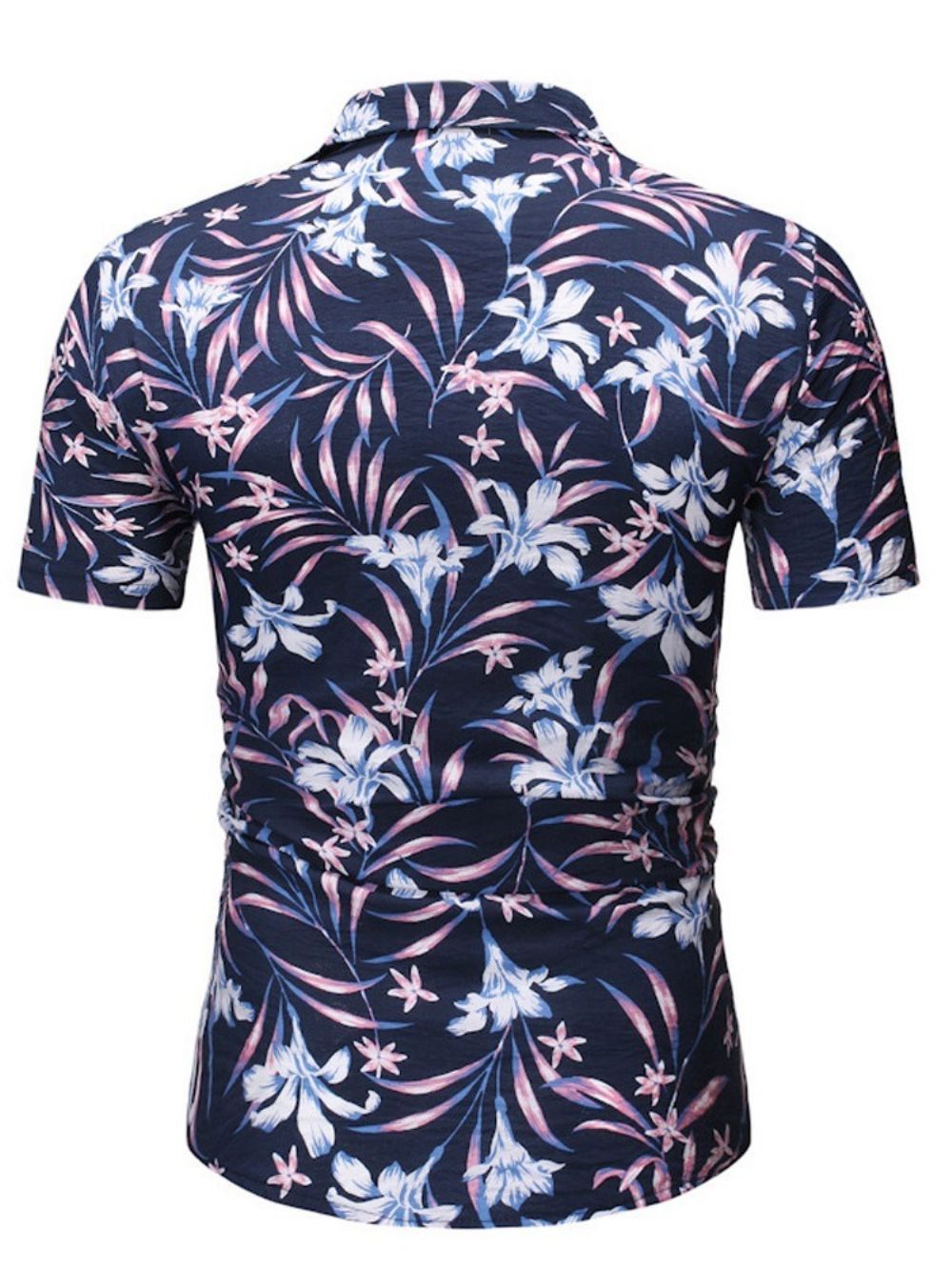 Camisa Casual Masculina Com Botão Floral De Abotoamento Simples