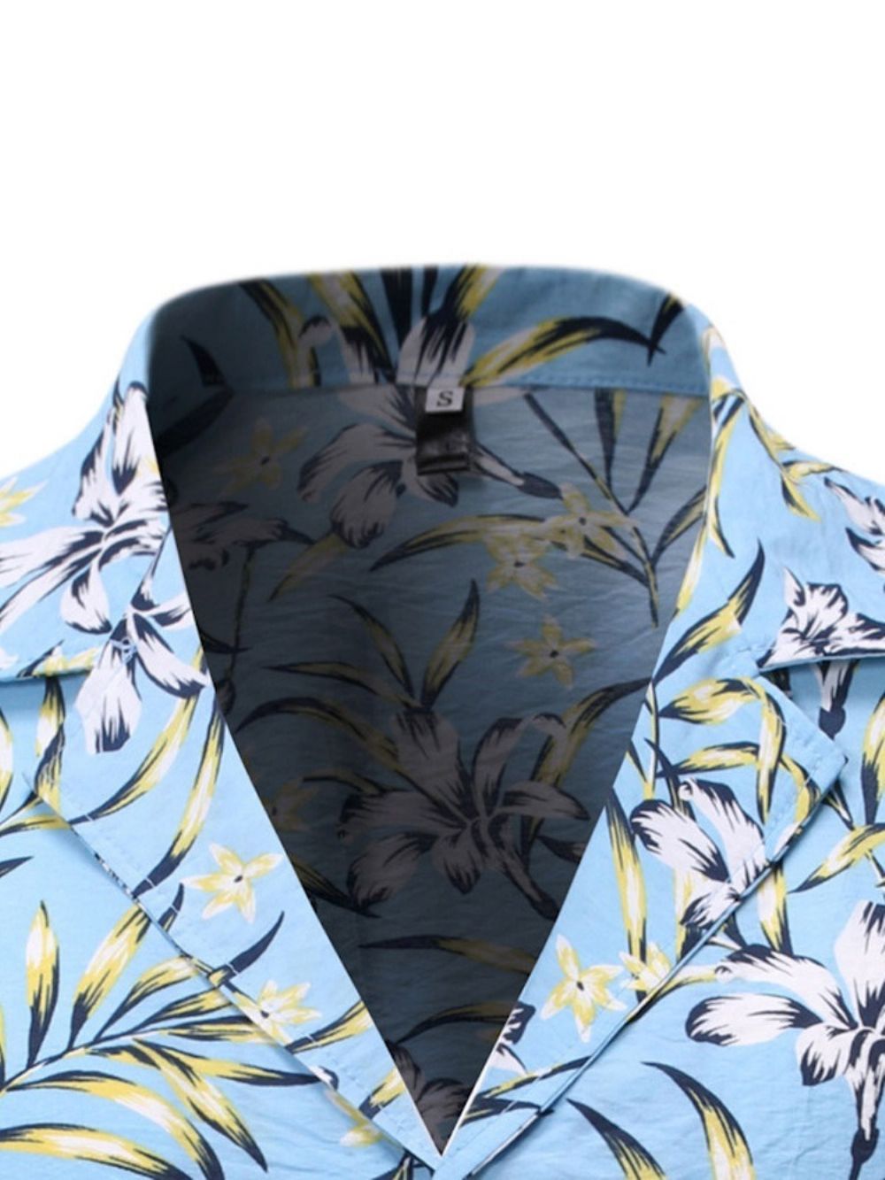 Camisa Casual Masculina Com Botão Floral De Abotoamento Simples