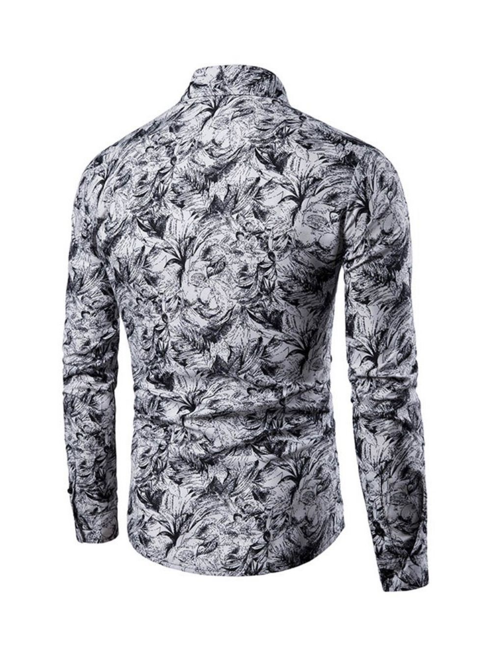 Camisa Casual Masculina Com Estampa Floral Abotoada E Abotoada