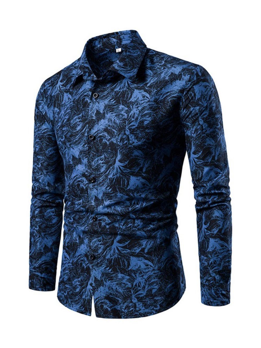 Camisa Casual Masculina Com Estampa Floral Abotoada E Abotoada