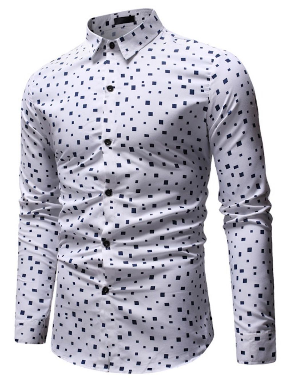 Camisa Casual Masculina Com Estampa De Lapela E Trespassado Simples