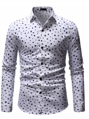 Camisa Casual Masculina Com Estampa De Lapela E Trespassado Simples