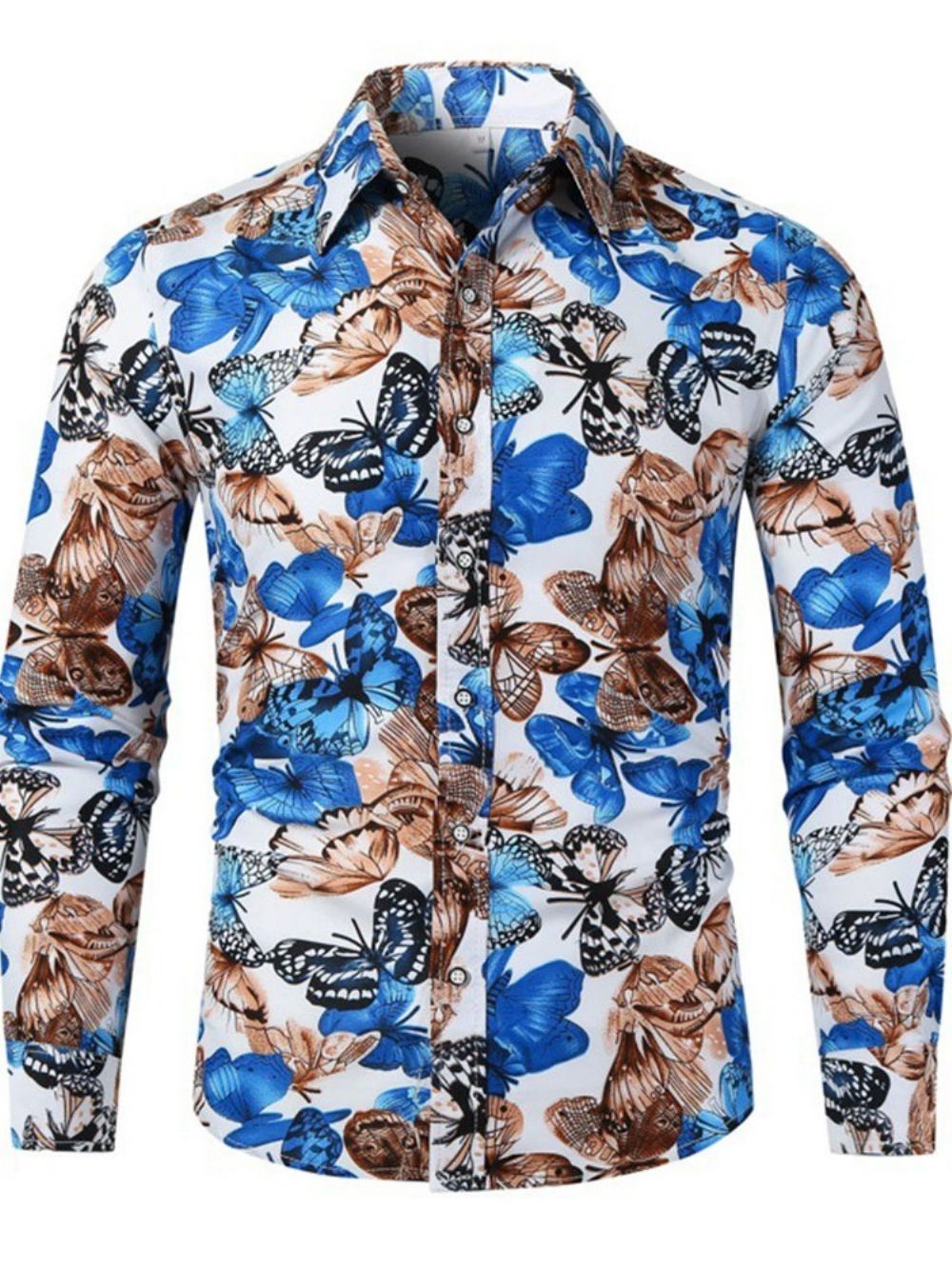 Camisa Casual Masculina De Lapela Animal Spring Slim