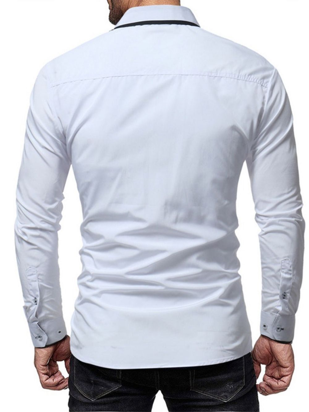 Camisa Casual Masculina De Lapela Com Botão De Abotoamento Simples