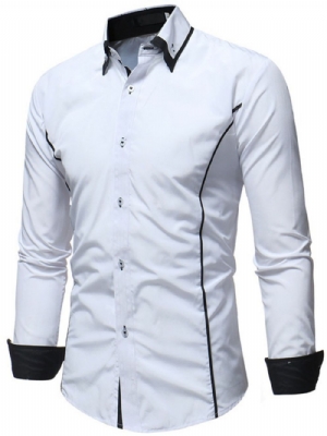 Camisa Casual Masculina De Lapela Com Botão De Abotoamento Simples