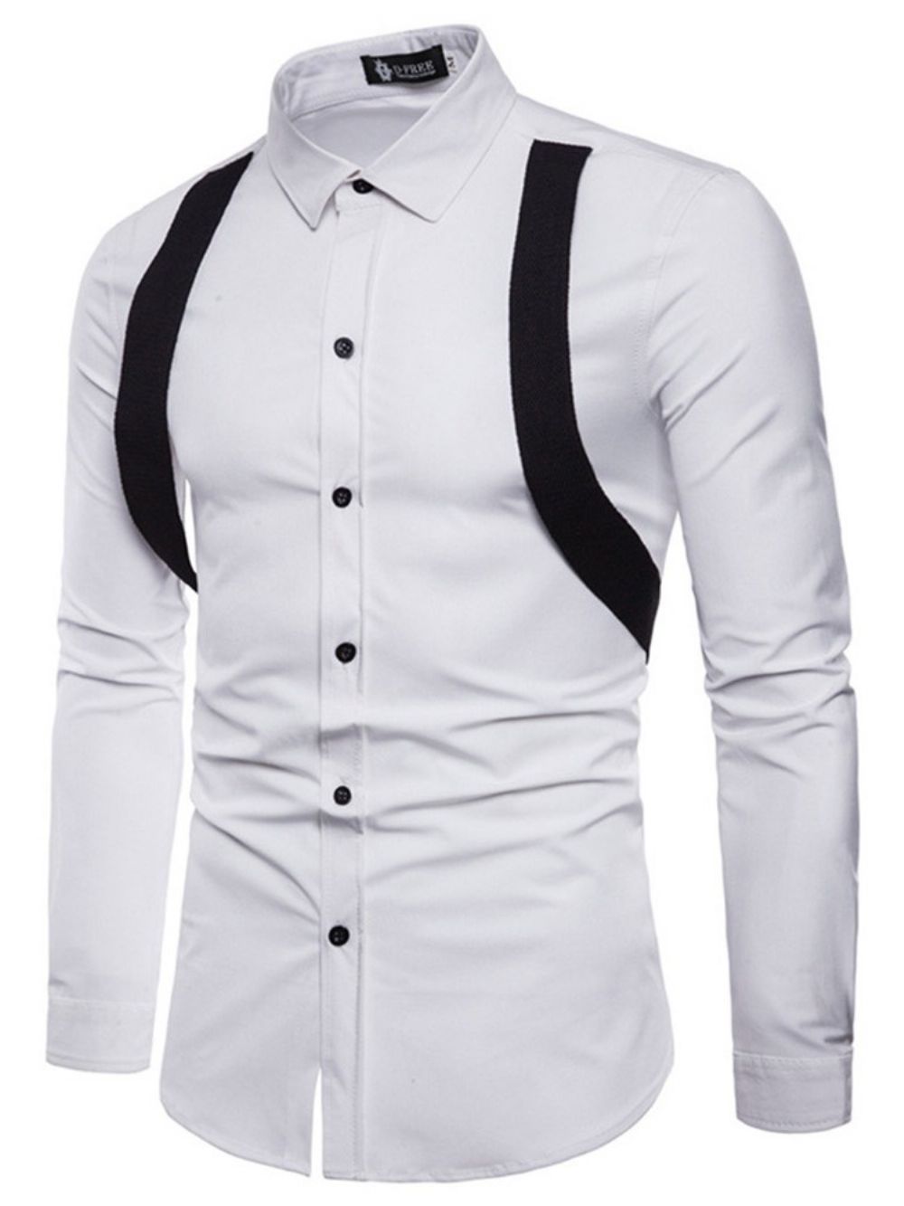 Camisa Casual Masculina De Lapela Com Botão De Abotoamento Simples