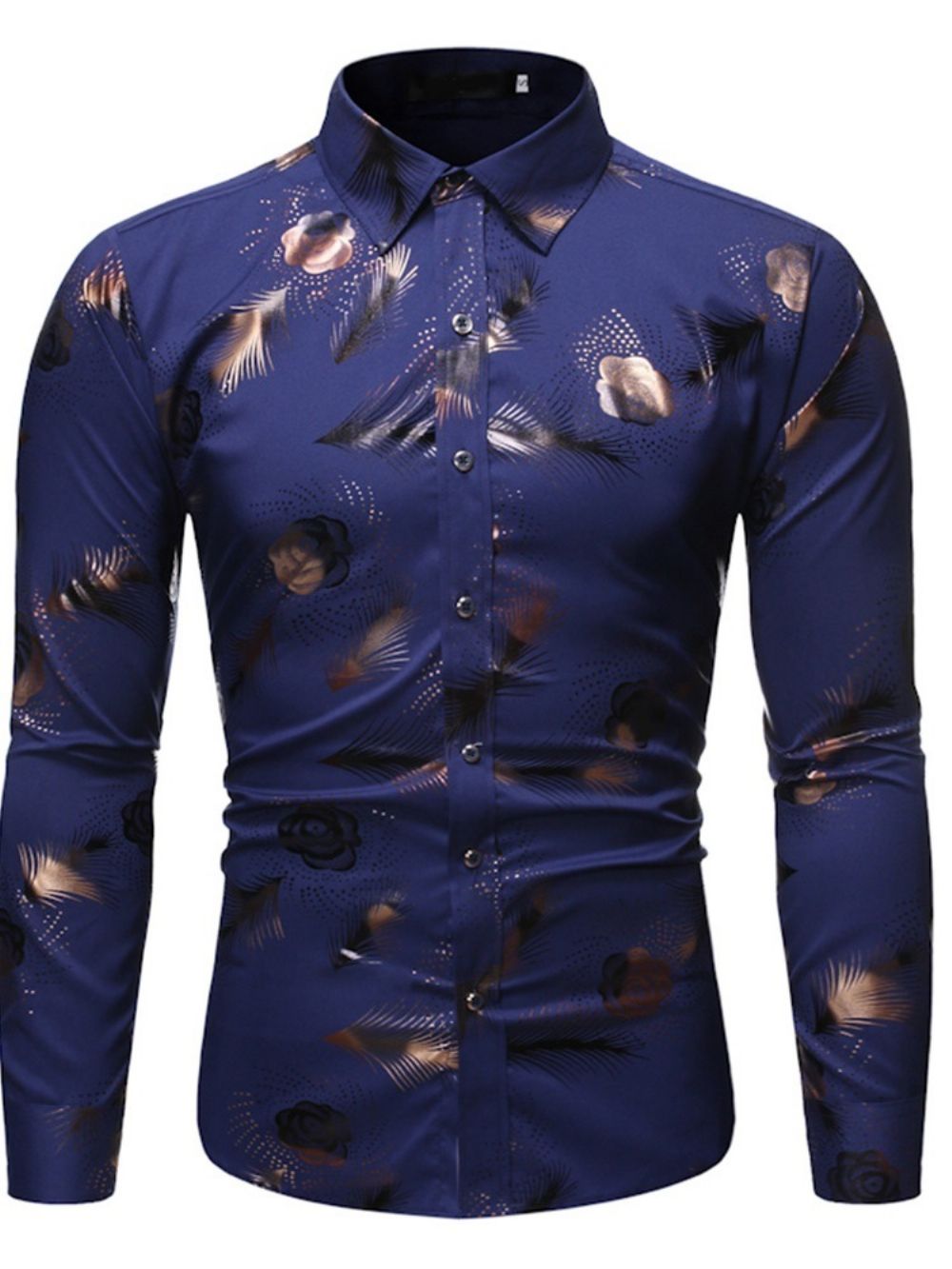 Camisa Casual Masculina De Lapela Estampada Com Abotoamento Simples