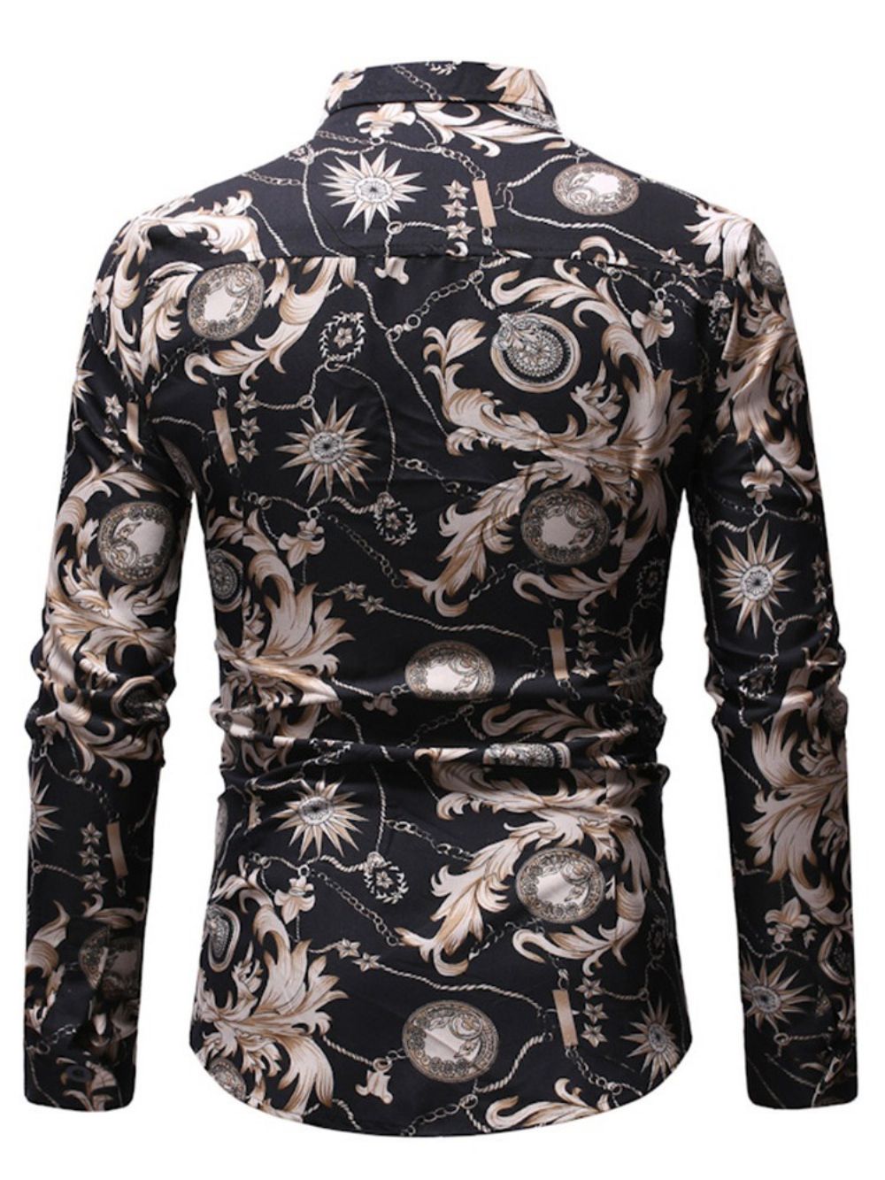 Camisa Casual Masculina De Lapela Estampada Floral Fina Para Festa