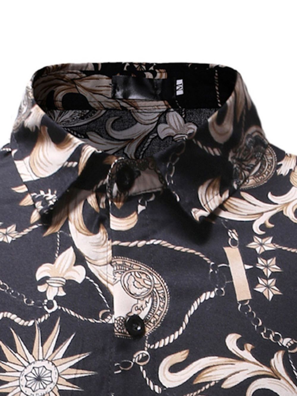 Camisa Casual Masculina De Lapela Estampada Floral Fina Para Festa