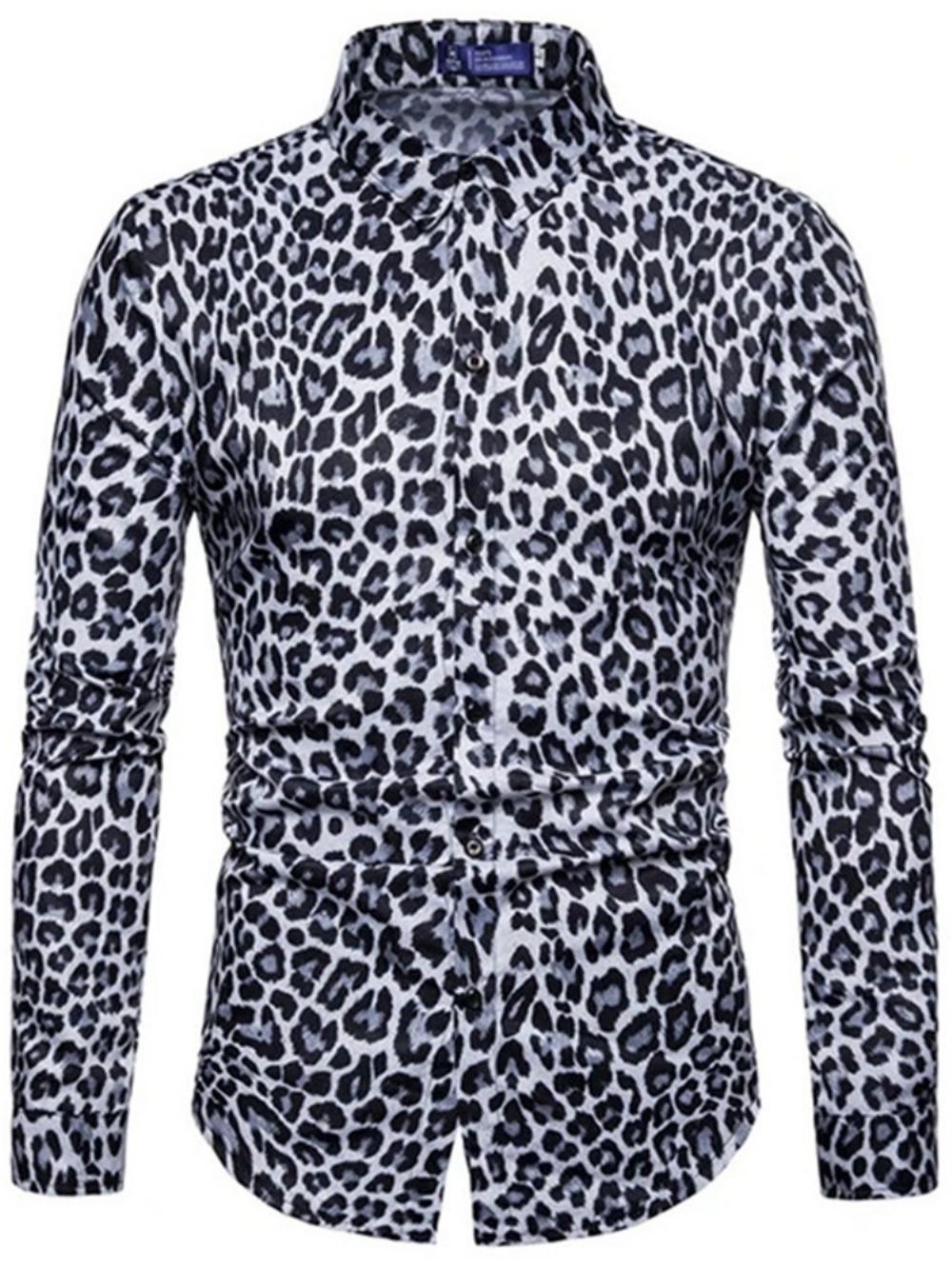 Camisa Casual Masculina De Lapela Leopardo Slim