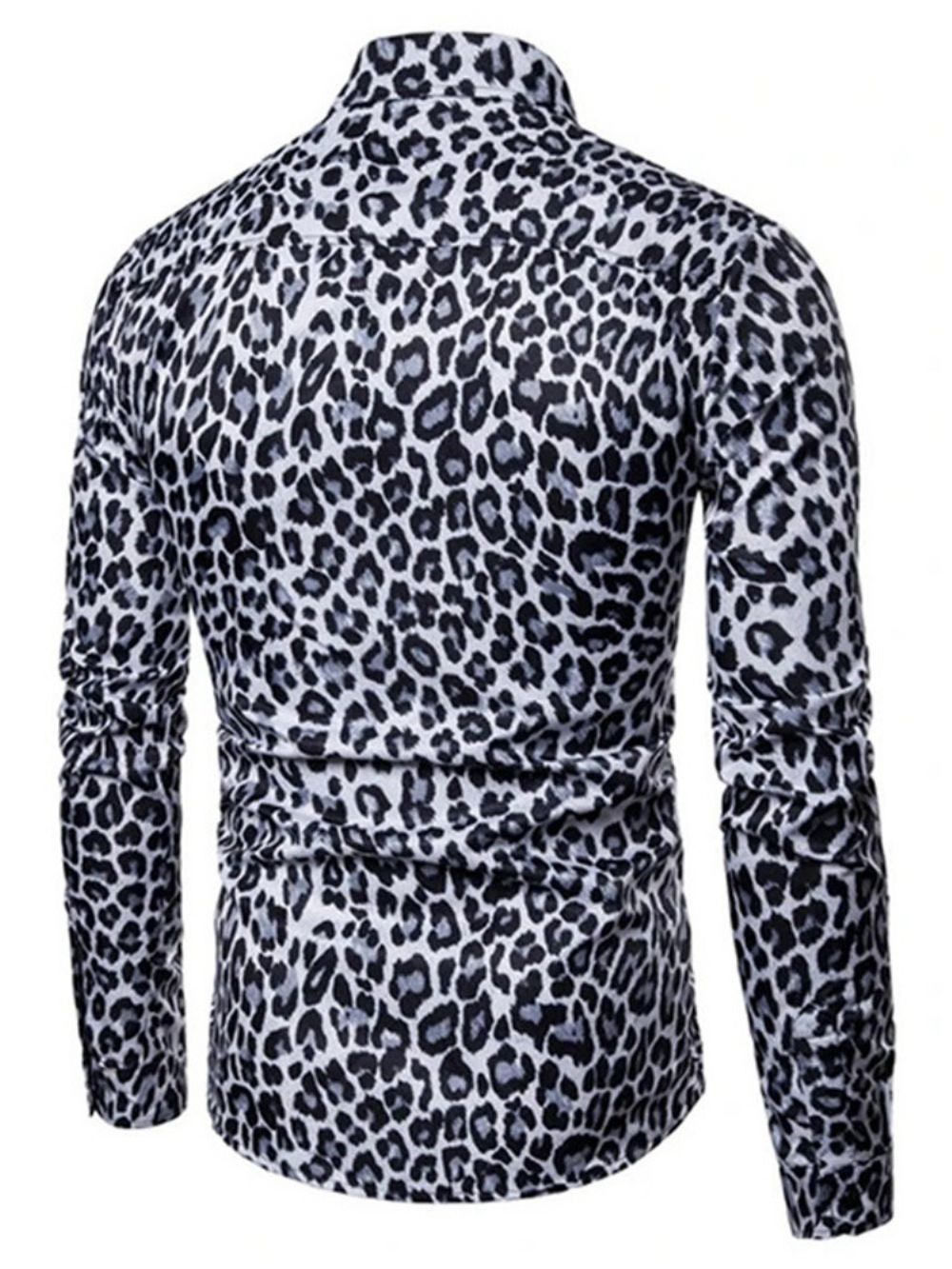 Camisa Casual Masculina De Lapela Leopardo Slim