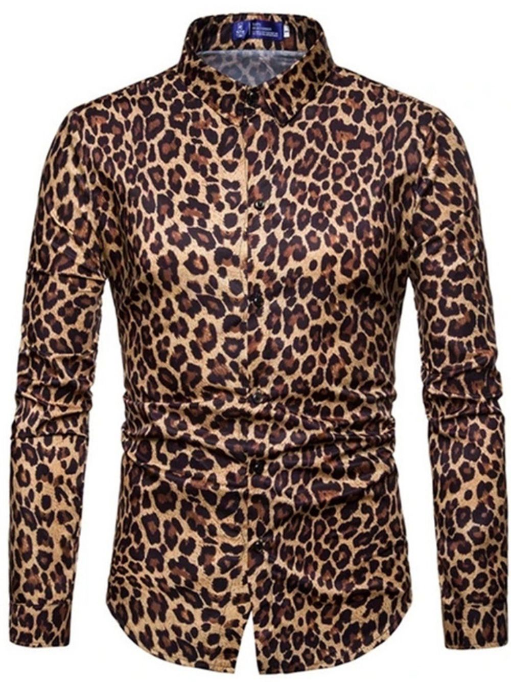 Camisa Casual Masculina De Lapela Leopardo Slim