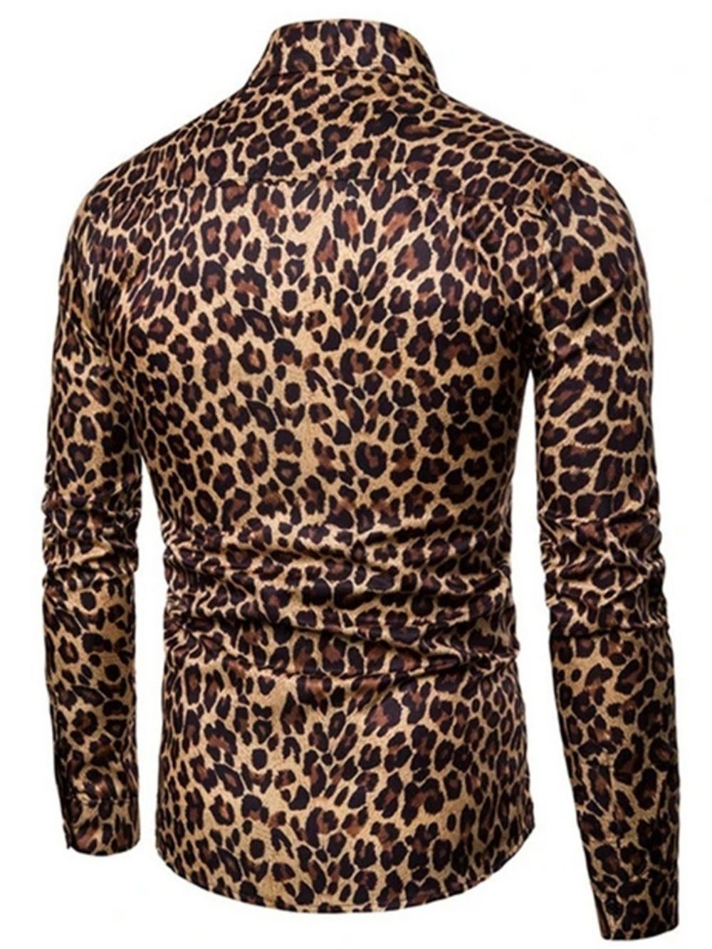 Camisa Casual Masculina De Lapela Leopardo Slim