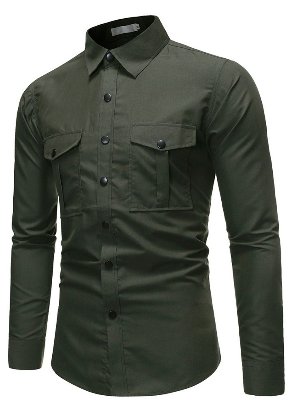 Camisa Casual Masculina De Lapela Lisa De Outono