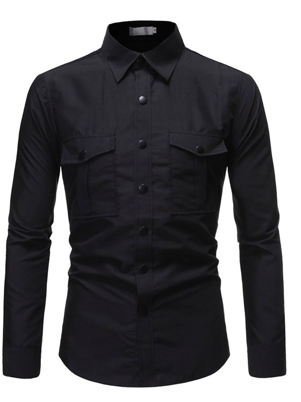 Camisa Casual Masculina De Lapela Lisa De Outono