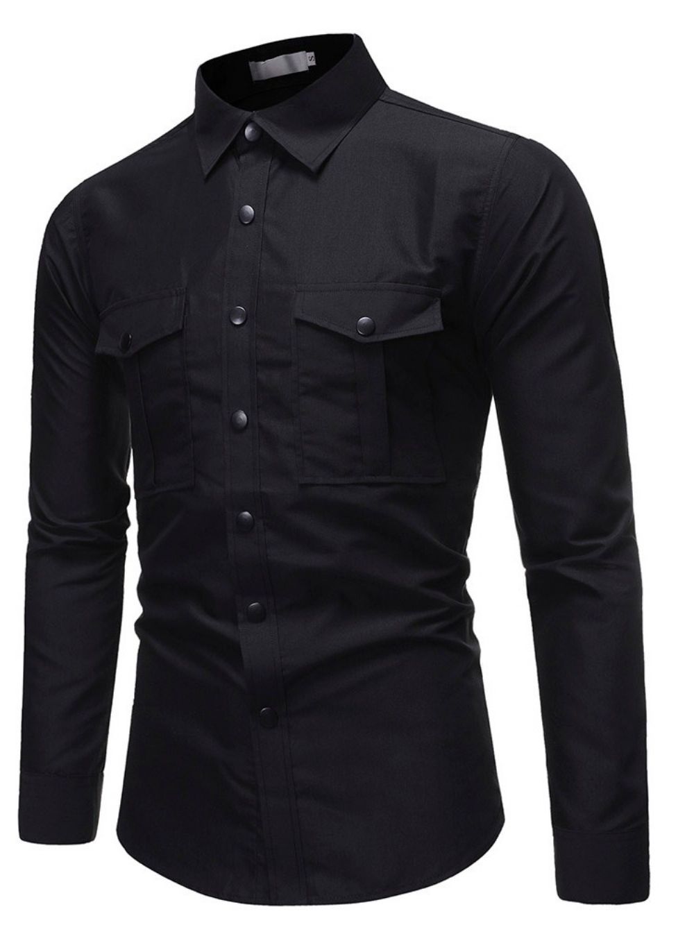 Camisa Casual Masculina De Lapela Lisa De Outono