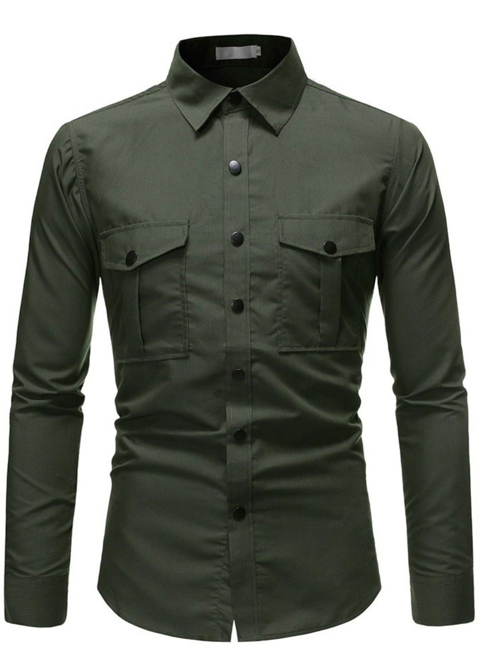 Camisa Casual Masculina De Lapela Lisa De Outono