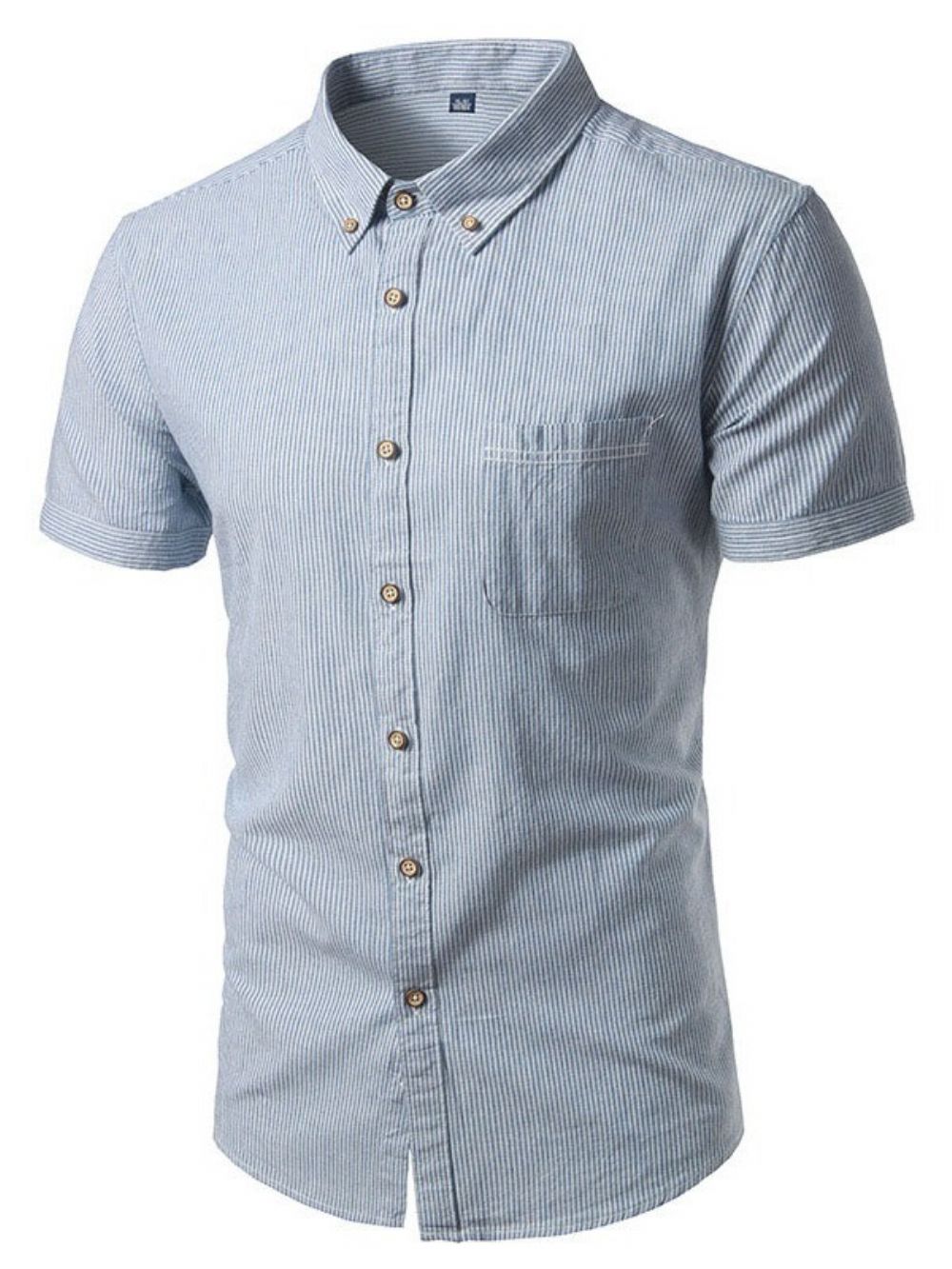 Camisa Casual Masculina Listrada Com Botão