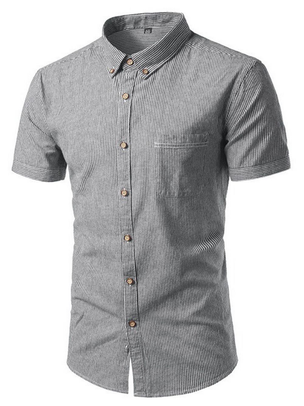 Camisa Casual Masculina Listrada Com Botão