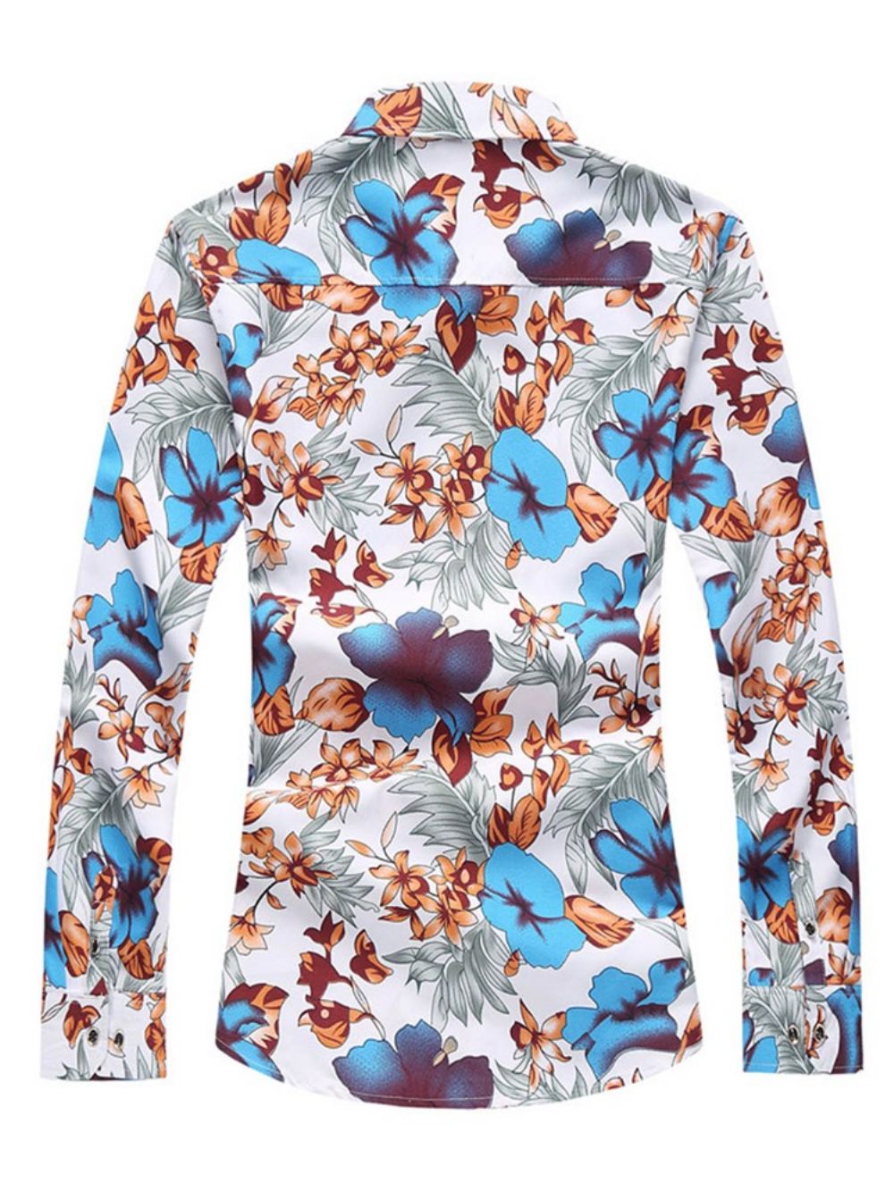 Camisa Casual Masculina Manga Longa Com Estampa De Flores