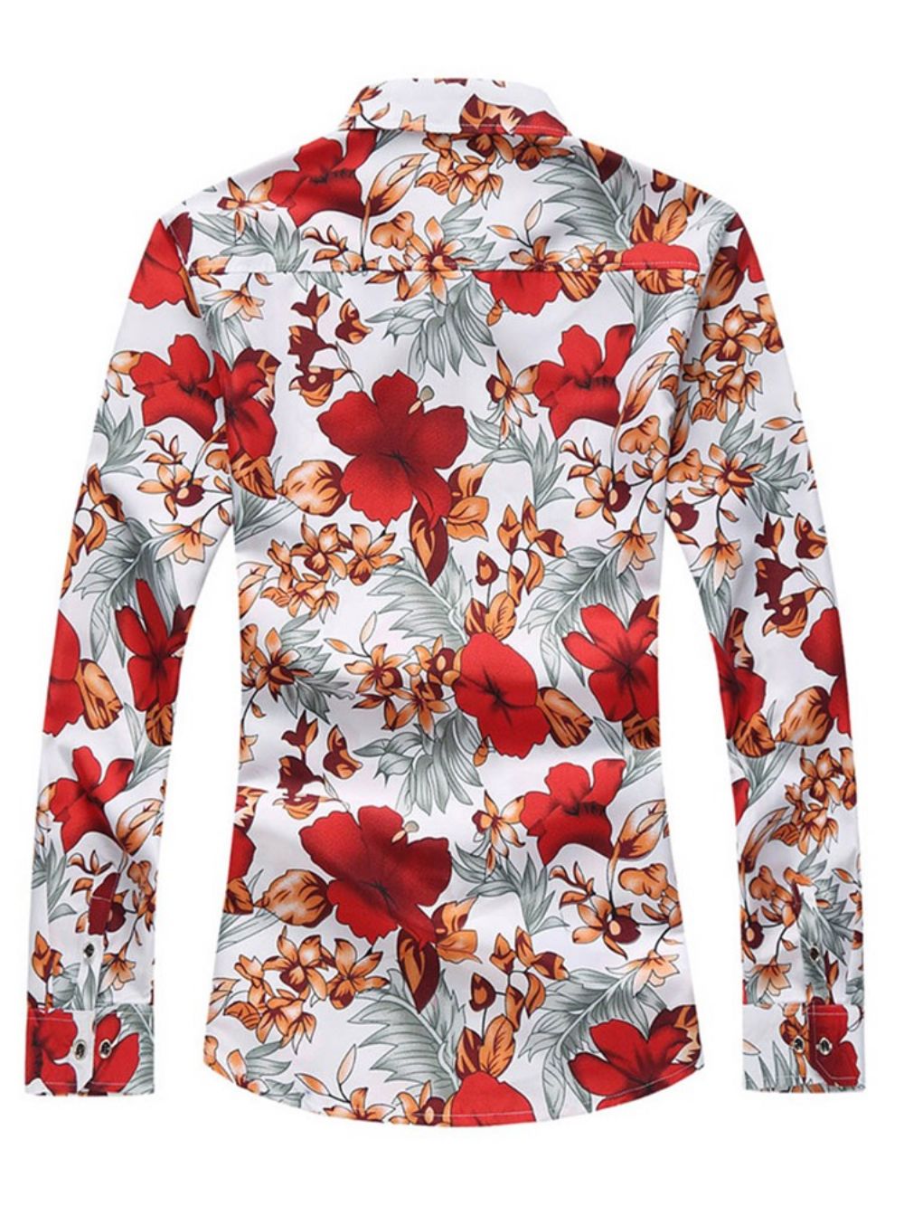 Camisa Casual Masculina Manga Longa Com Estampa De Flores