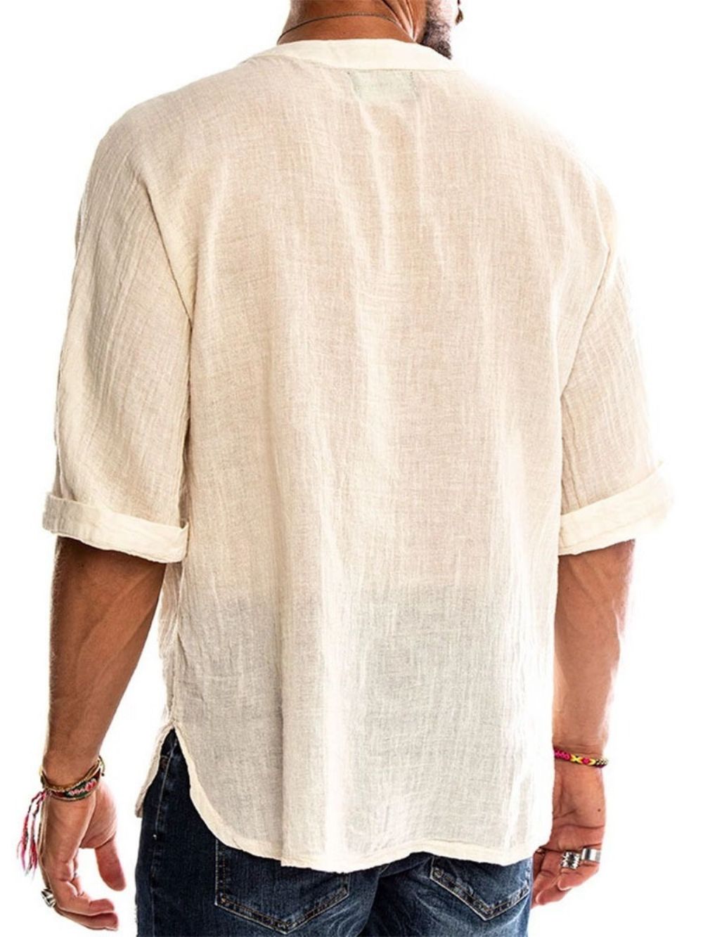 Camisa Casual Masculina Simples Com Decote Em V