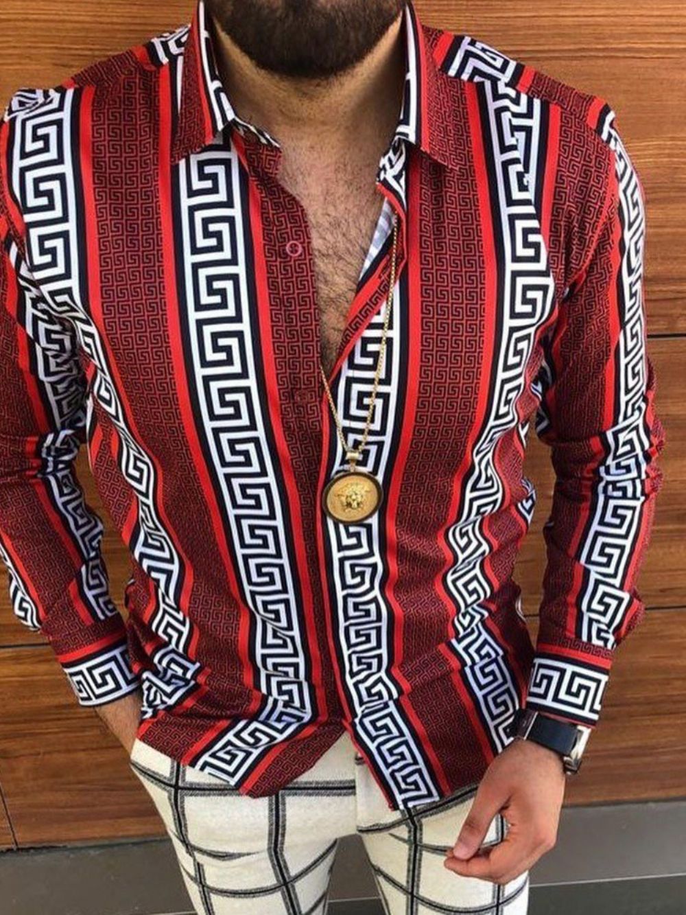 Camisa Casual De Outono Com Estampa De Lapela